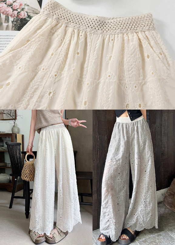 Trousers Grey Embroidered Out Summer Hollow Pants Straight