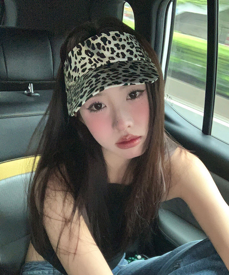 Leopard Top Style Hip Versatile Hop Hat Coffee Sunshade Print
