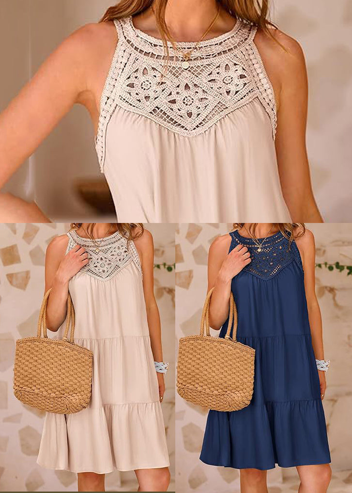 Patchwork Apricot Cotton Italian Shoulder Summer Cold Dress