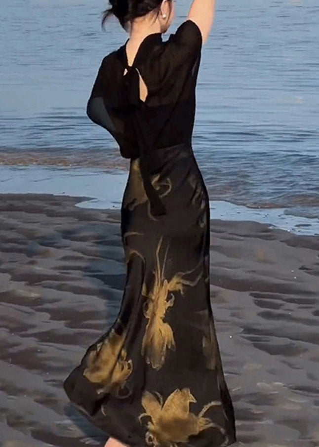 Tops Lace Two Skirts Chiffon Pieces Up And Black Print Italian