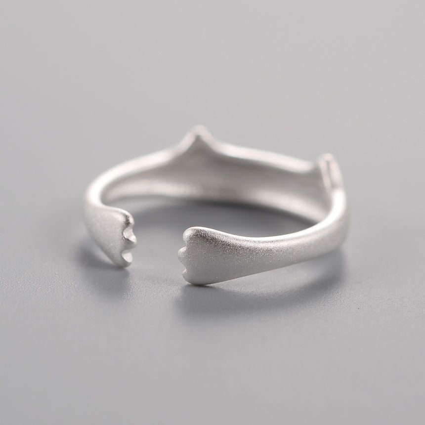 925 Sterling Silver Ring Cat Open
