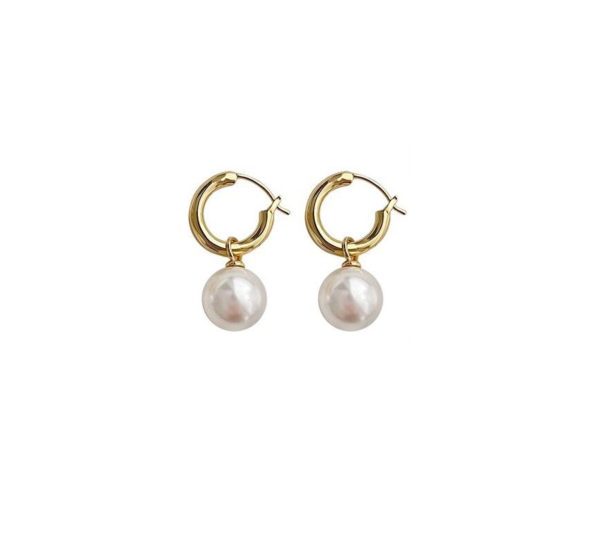 Pearl Silver Faux Dangle Earring Sterling