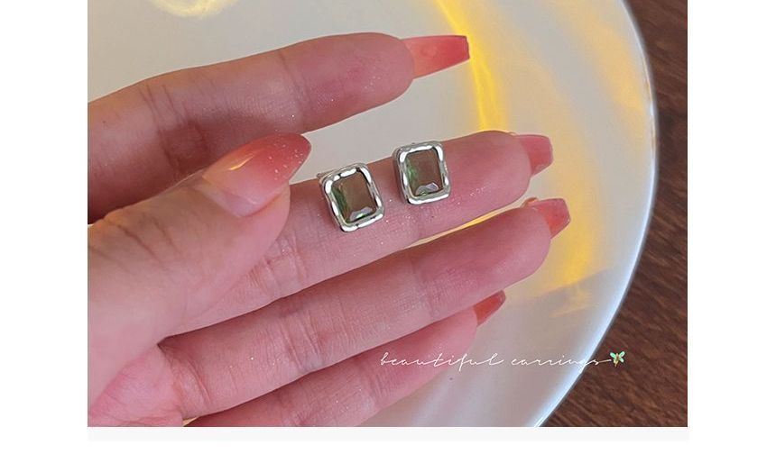 Rectangle Sterling Earring Stud Silver