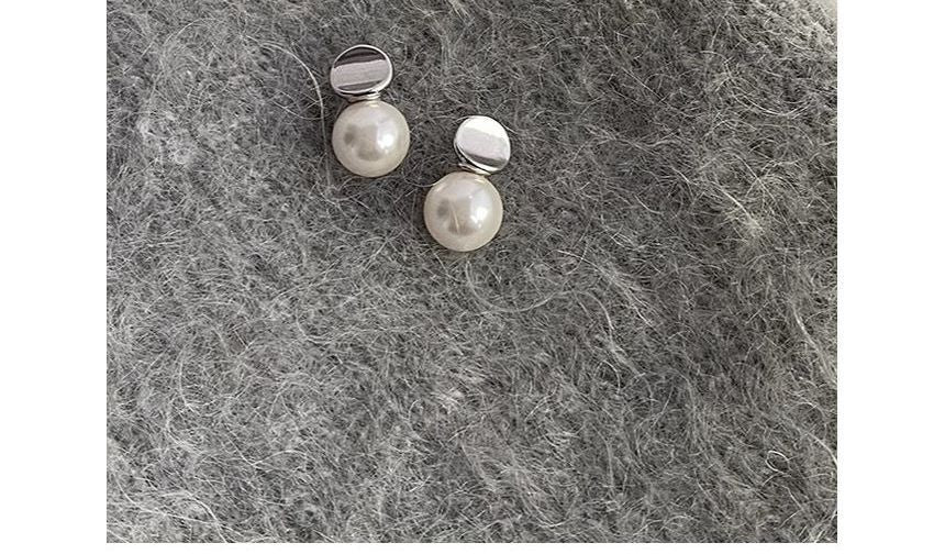 Earring Sterling Pearl Silver Faux Drop