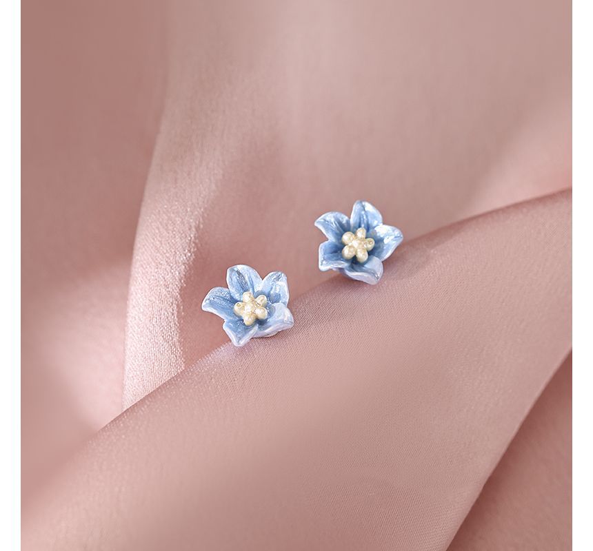 Stud Earring Floral Acrylic Alloy