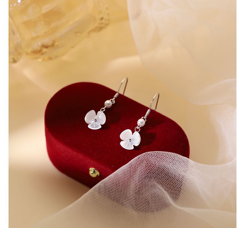 Dangle Faux Earring Alloy Floral Acrylic Pearl