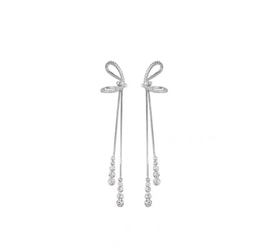 Bow Sterling Threader Earring Silver