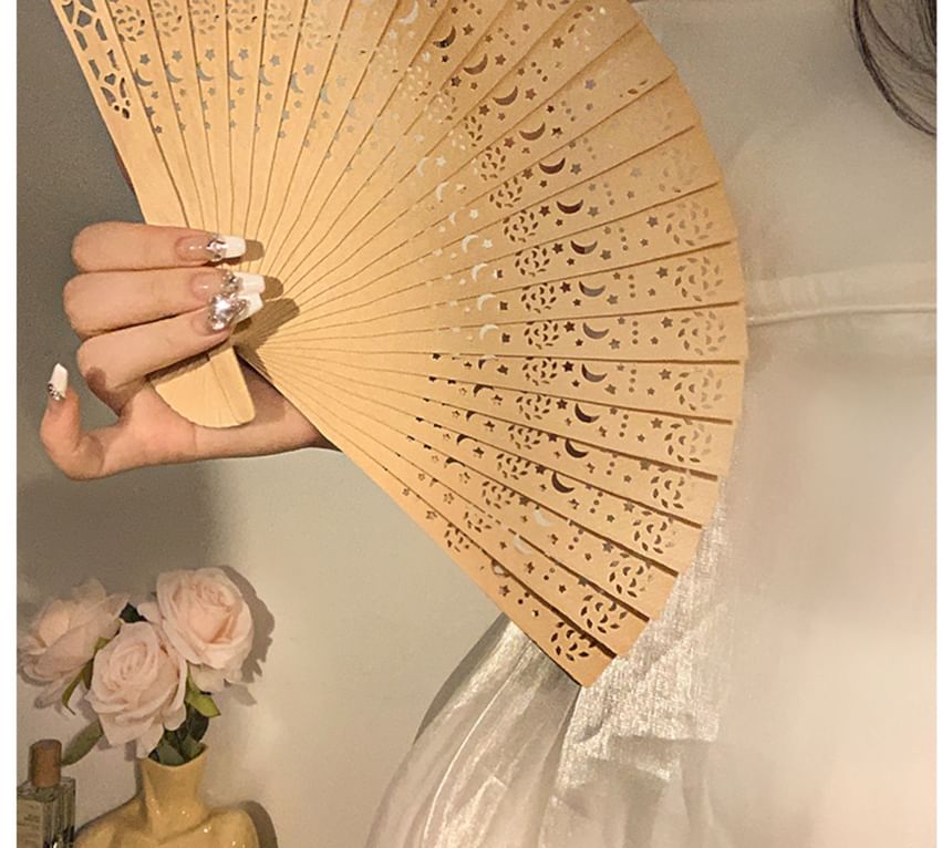 Fan Wooden Hand Cutout Foldable