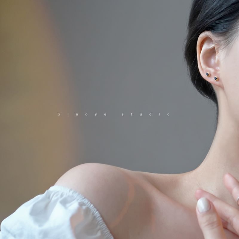 Silver Sterling Rhinestone Stud Earring