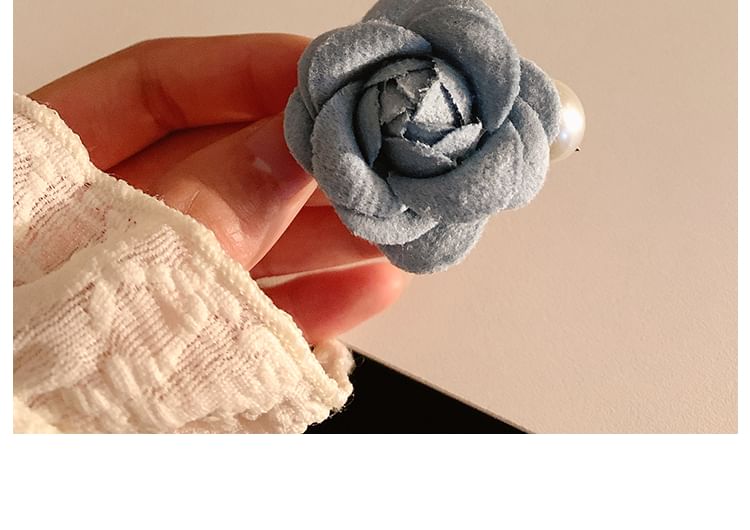 Pearl Faux Clip Fabric Floral Hair