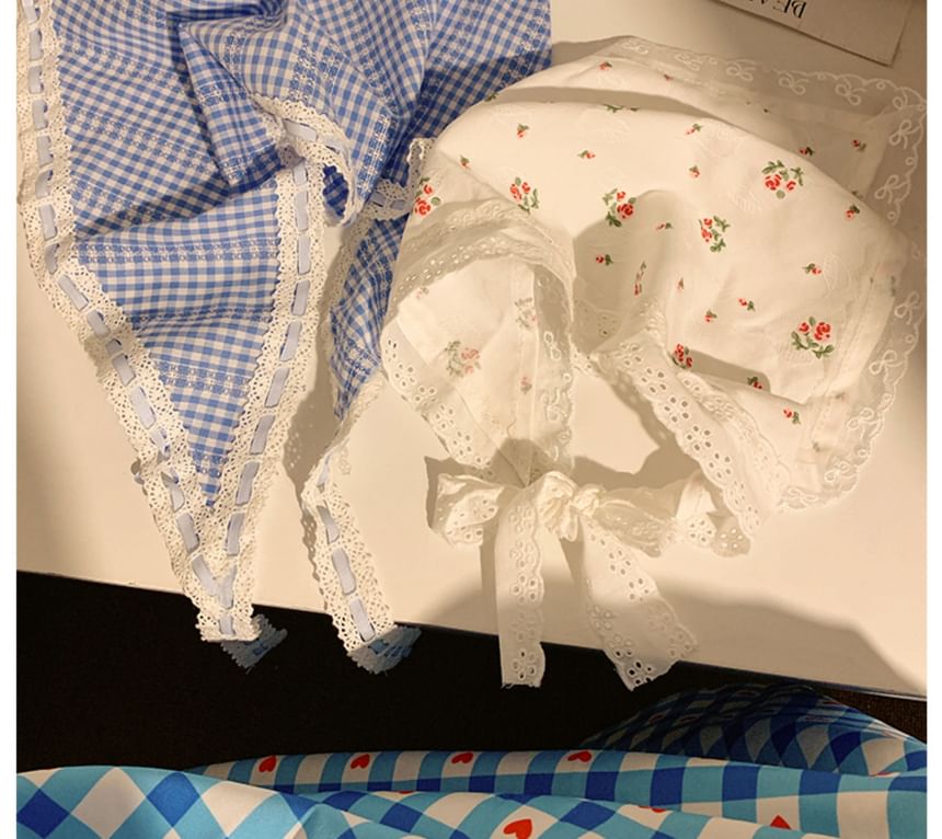 Print Headkerchief Lace / Set Trim Scrunchie