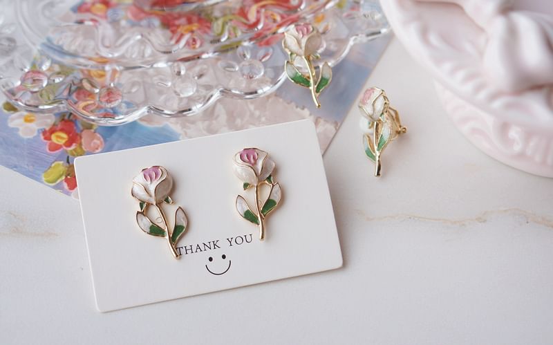 Earring Alloy Floral Stud
