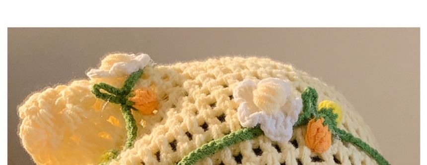 Bonnet / Floral Crochet Tie Hair Hat
