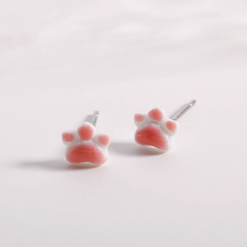 Earrings Ceramic Paw Cat