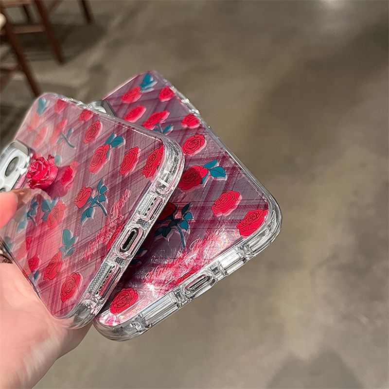 Phone Plaid Adhesive / Rose Case Decoration Set
