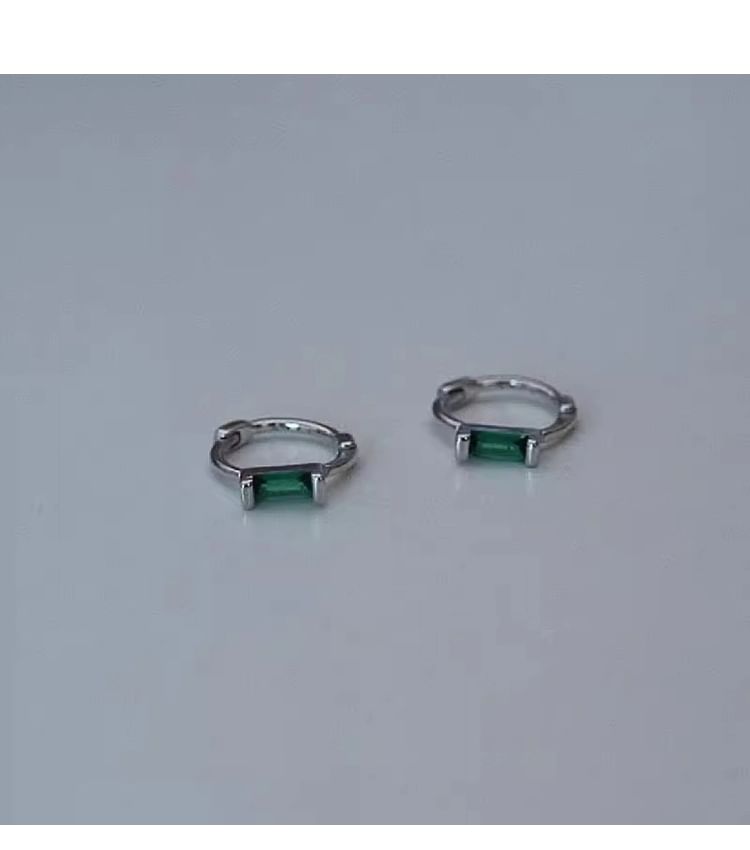 925 Sterling Silver Huggie Rhinestone Earring