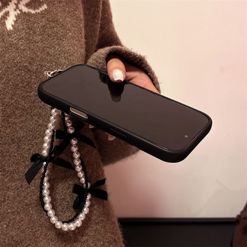 Embroidered / Strap Set Phone Case Bow