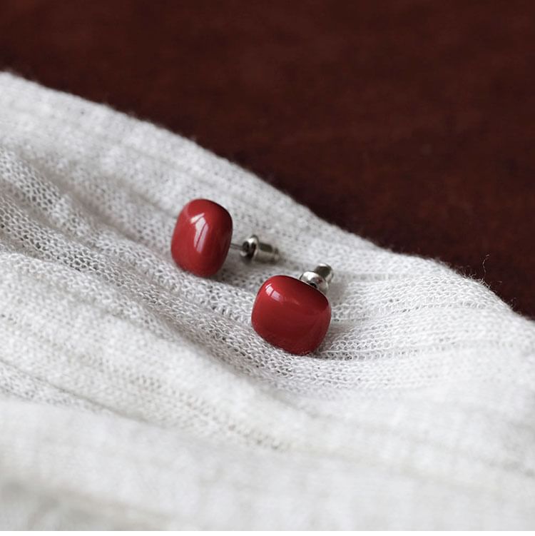 Earring Silver 925 Sterling Stud Square