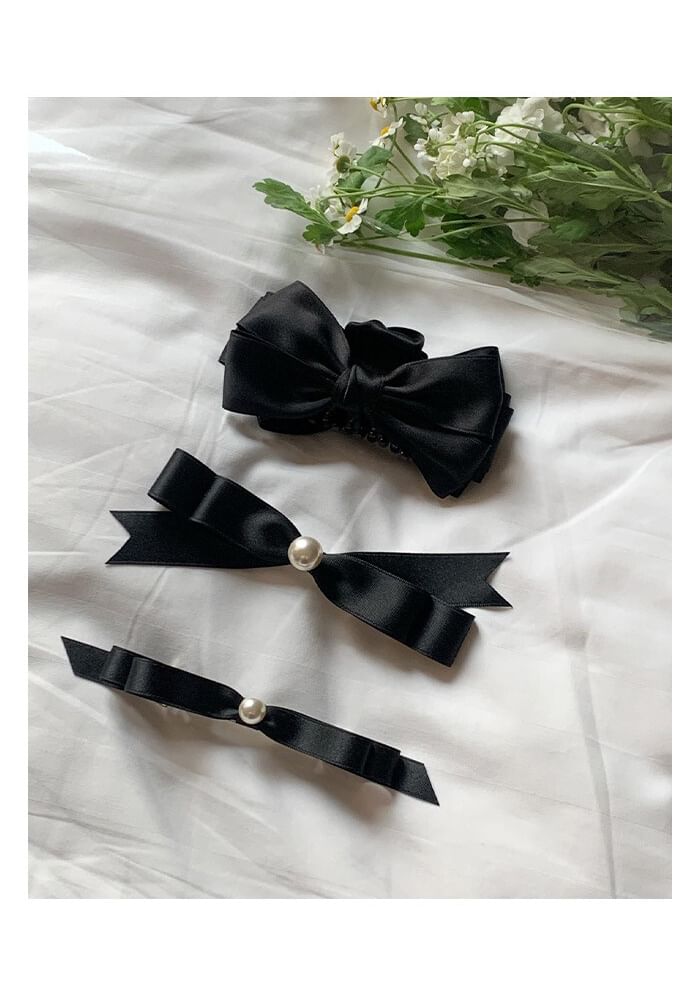 Pearl Hair Clip Bow Faux