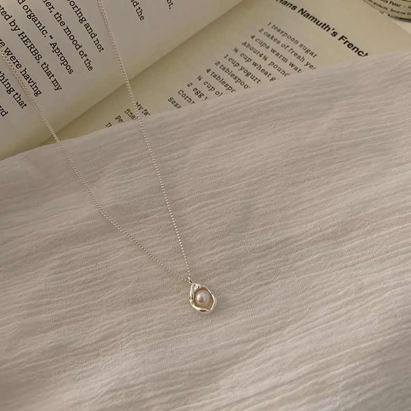Alloy Necklace Faux Pendant Pearl