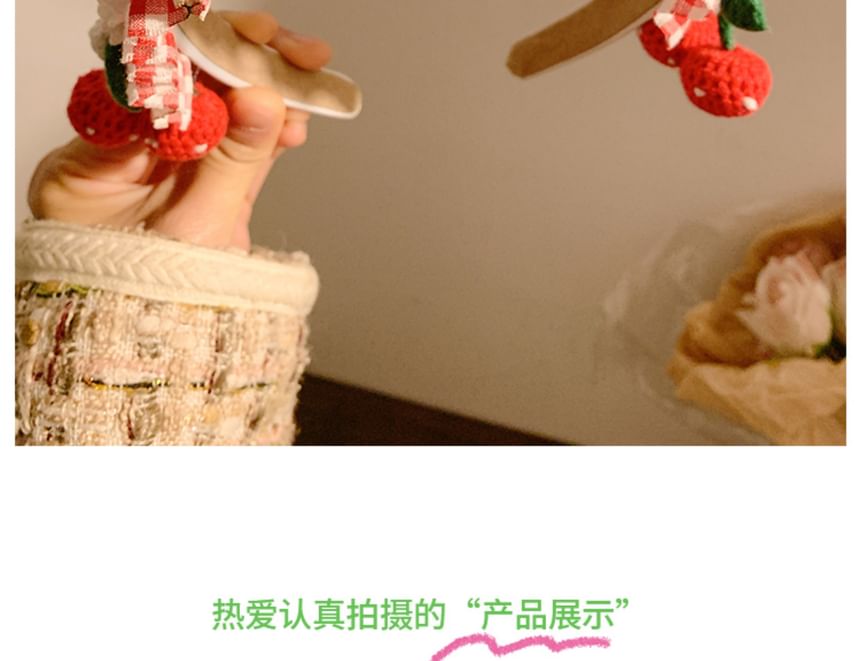 Plaid Ruffle Detail Cherry Headband