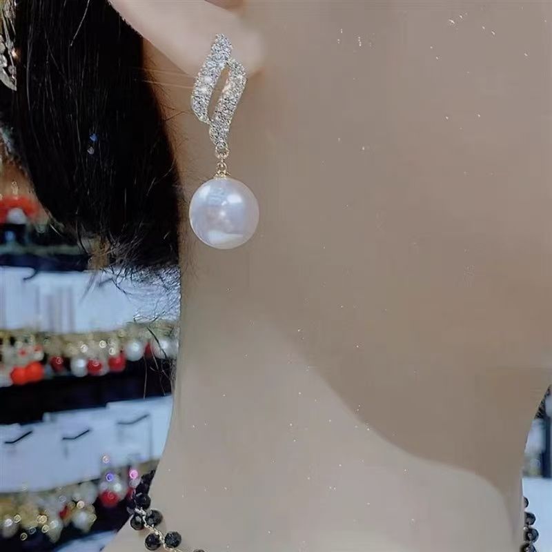 Earring Rhinestone Faux Pearl Stud