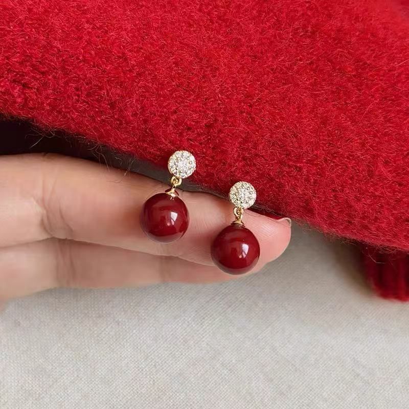 Bead Rhinestone Earring Alloy Drop