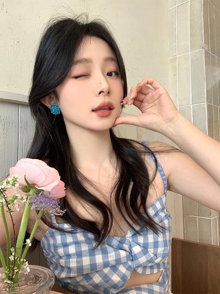 Rhinestone Earring Alloy Stud