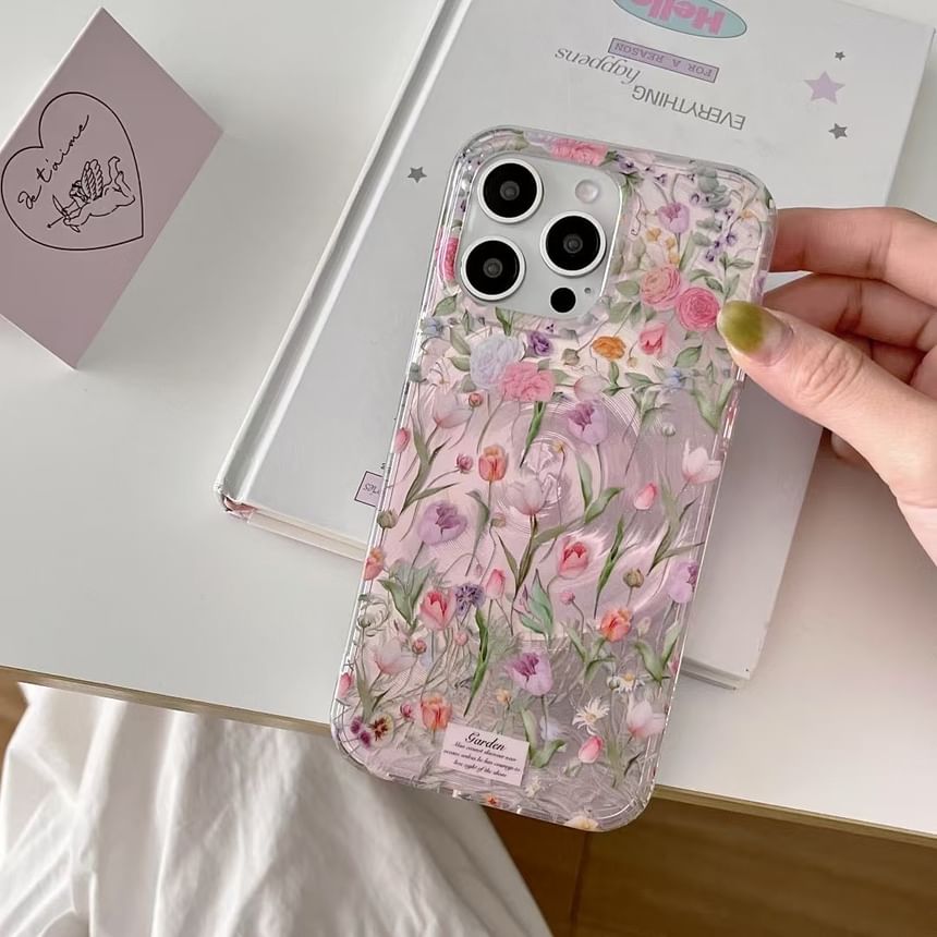 / Floral Case Set Strap Phone