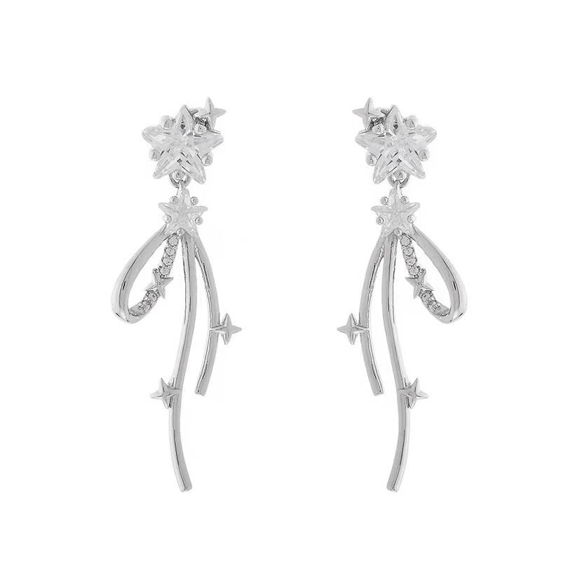 Drop Bow Star Rhinestone Earring Alloy
