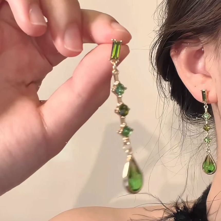 Earring Alloy Faux Crystal Dangle Droplet