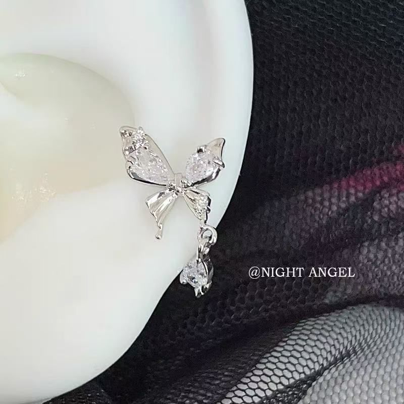 Butterfly Alloy Drop Rhinestone Earring