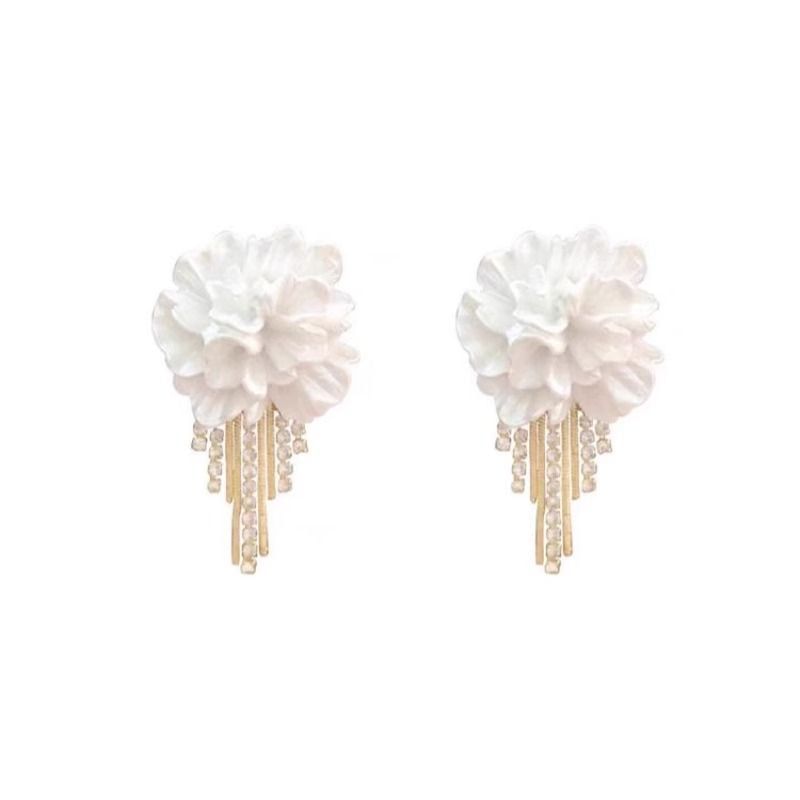 Earring Alloy Rhinestone Floral Fringed