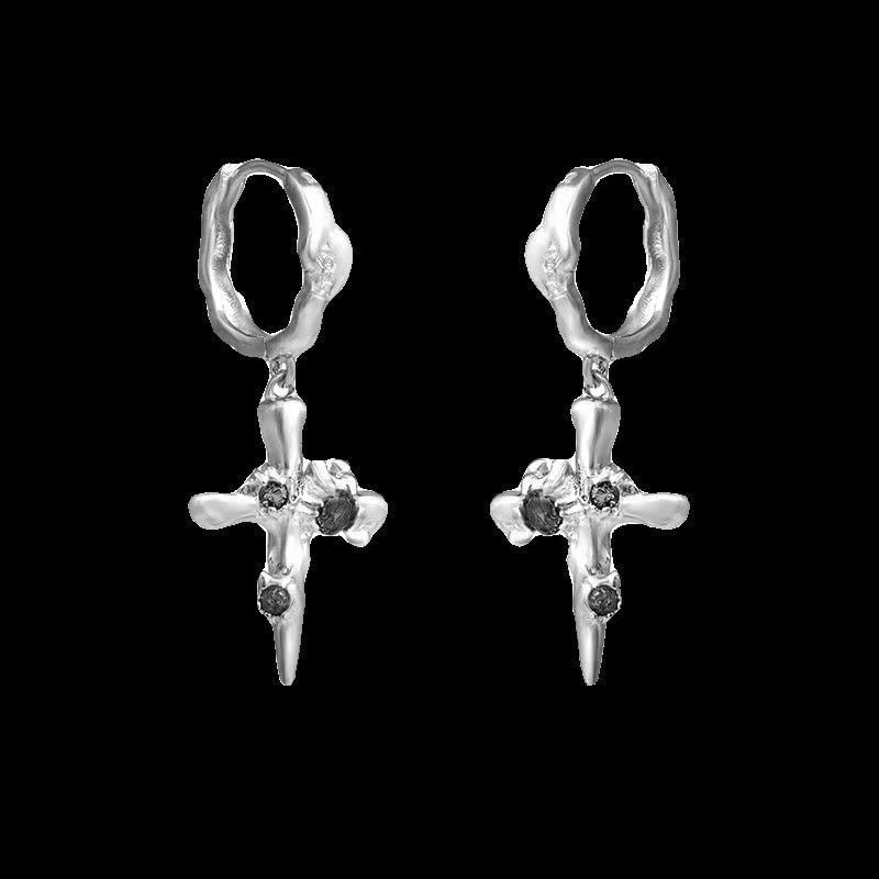 Earring Cross Drop Alloy