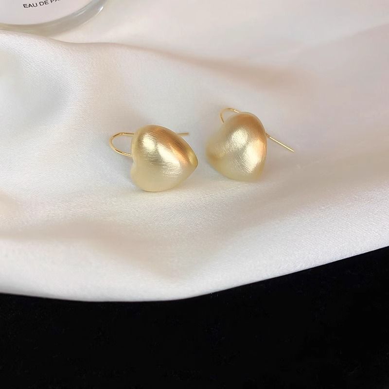 Heart Brushed Drop Alloy Earring