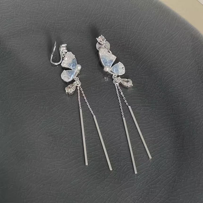 Alloy Earring Faux Butterfly Threader Crystal