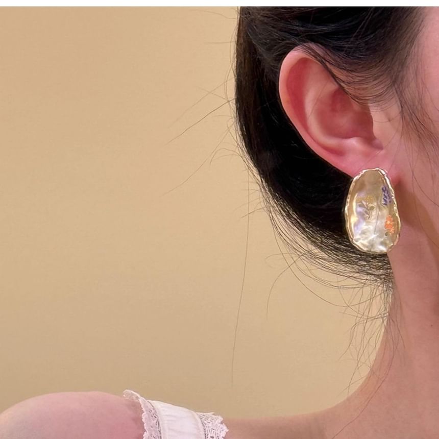 Glaze Earring Floral Statement Alloy