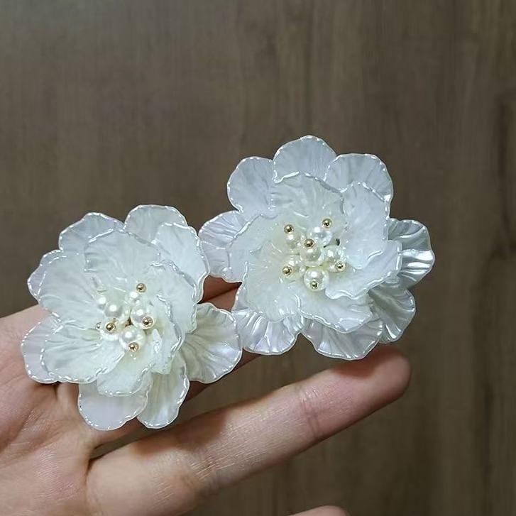 Floral Statement Pearl Faux Earring Alloy