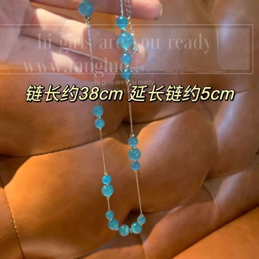 Alloy Gemstone Bead Choker Faux