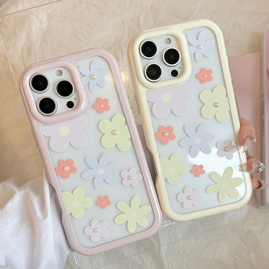 Pearl Floral Case Set: iPhone + Faux Sticker Print