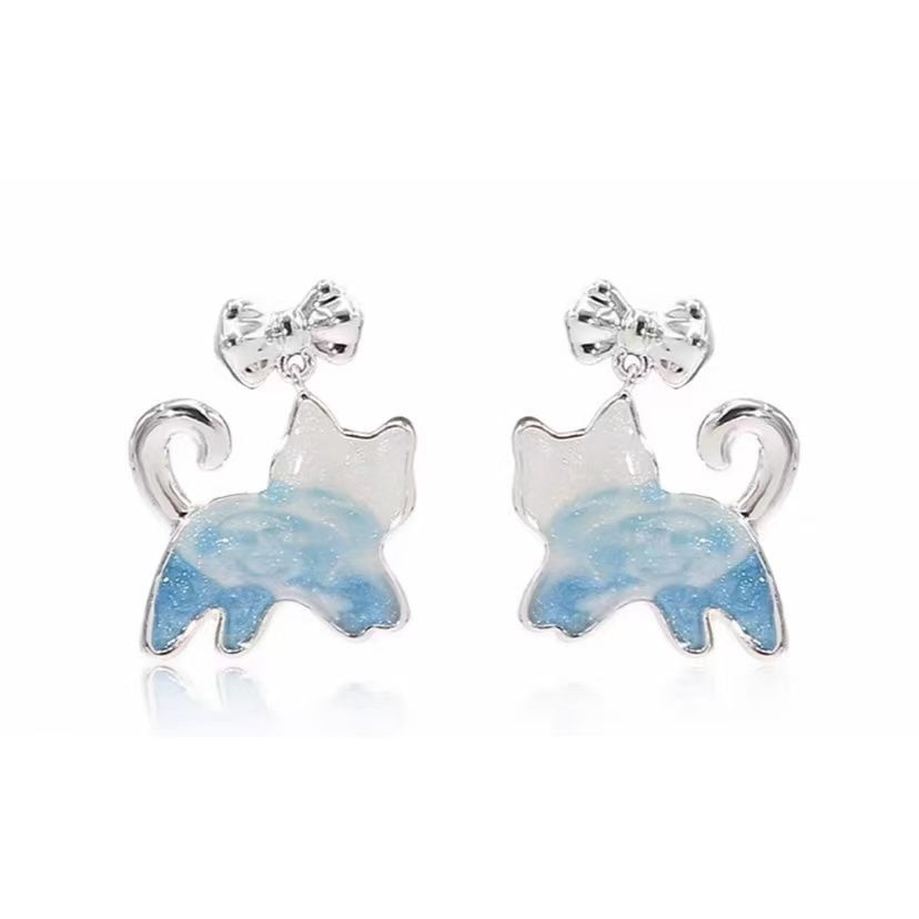 Cat Earring Drop Bow