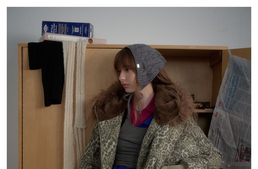 Faux Fur-Trim Leopard-Print Hooded Jacket