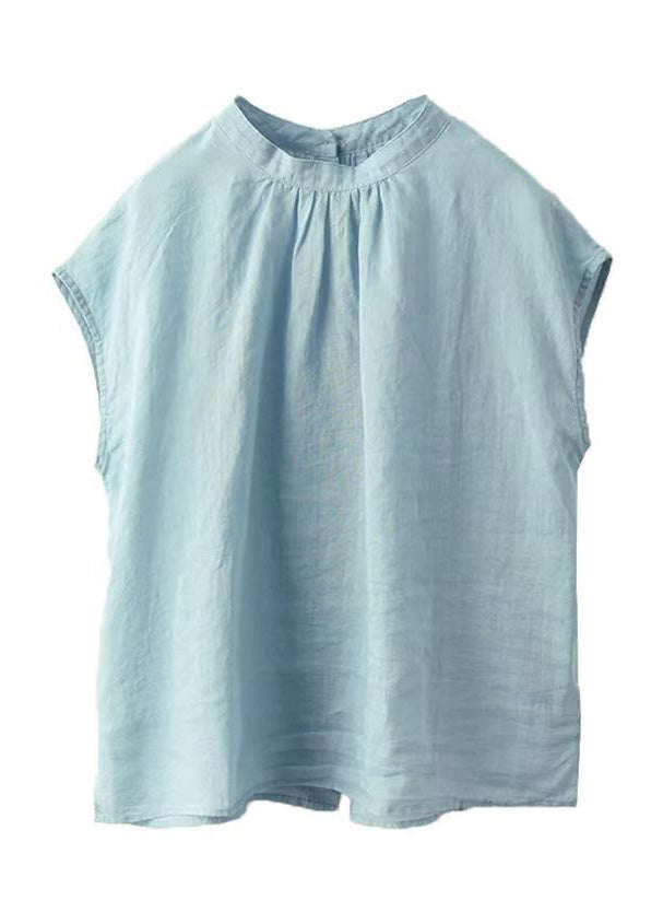 Summer Both Sides Loose Shirt Linen Wear Button Pink On