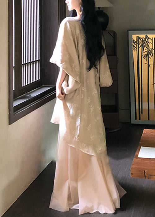 Robe Loose Neck V Sleeve Cotton Batwing Tulle Patchwork Dresses