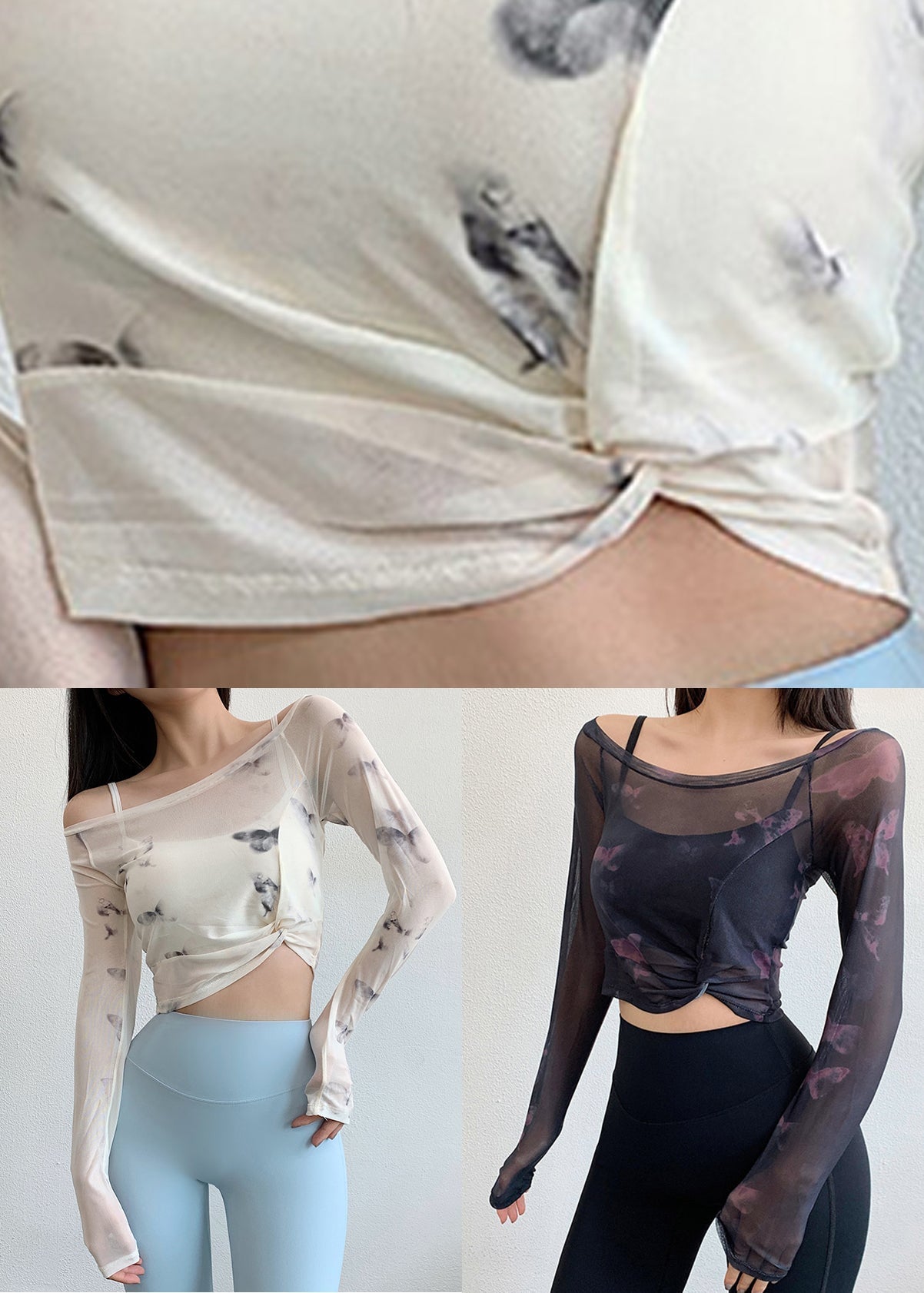 Print Fitting Tops Workout White Luxury Wrinkled Tulle