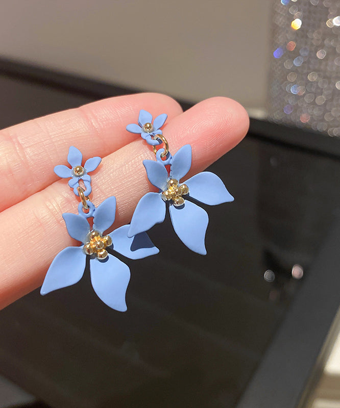 Modern Yellow Sterling Silver Alloy Floral Drop Earrings YZ002