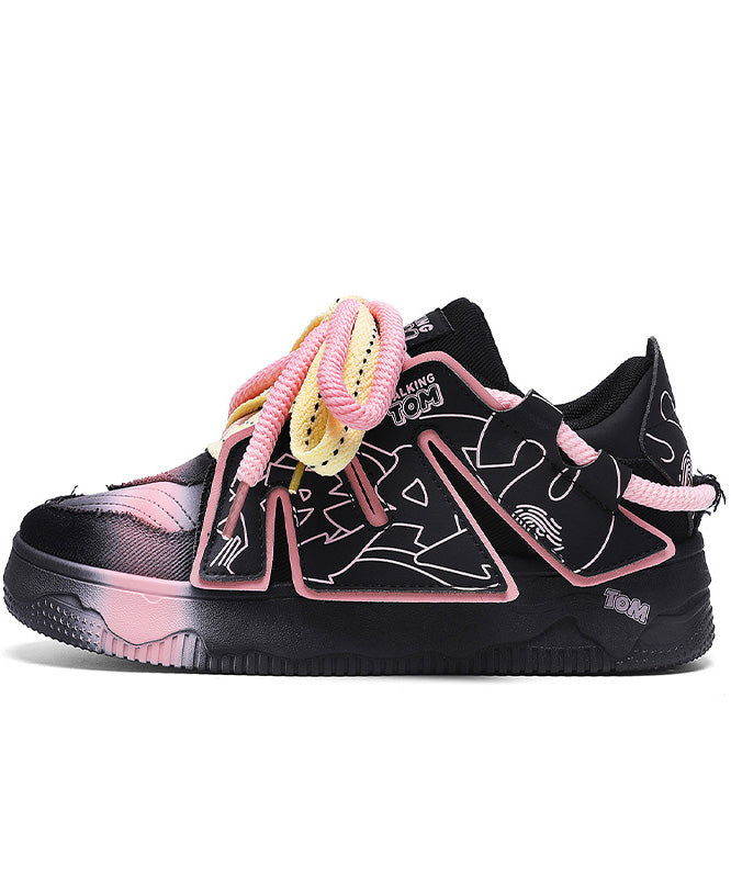 Splicing Up Platform Lace Black Flat Shoes Fashion New