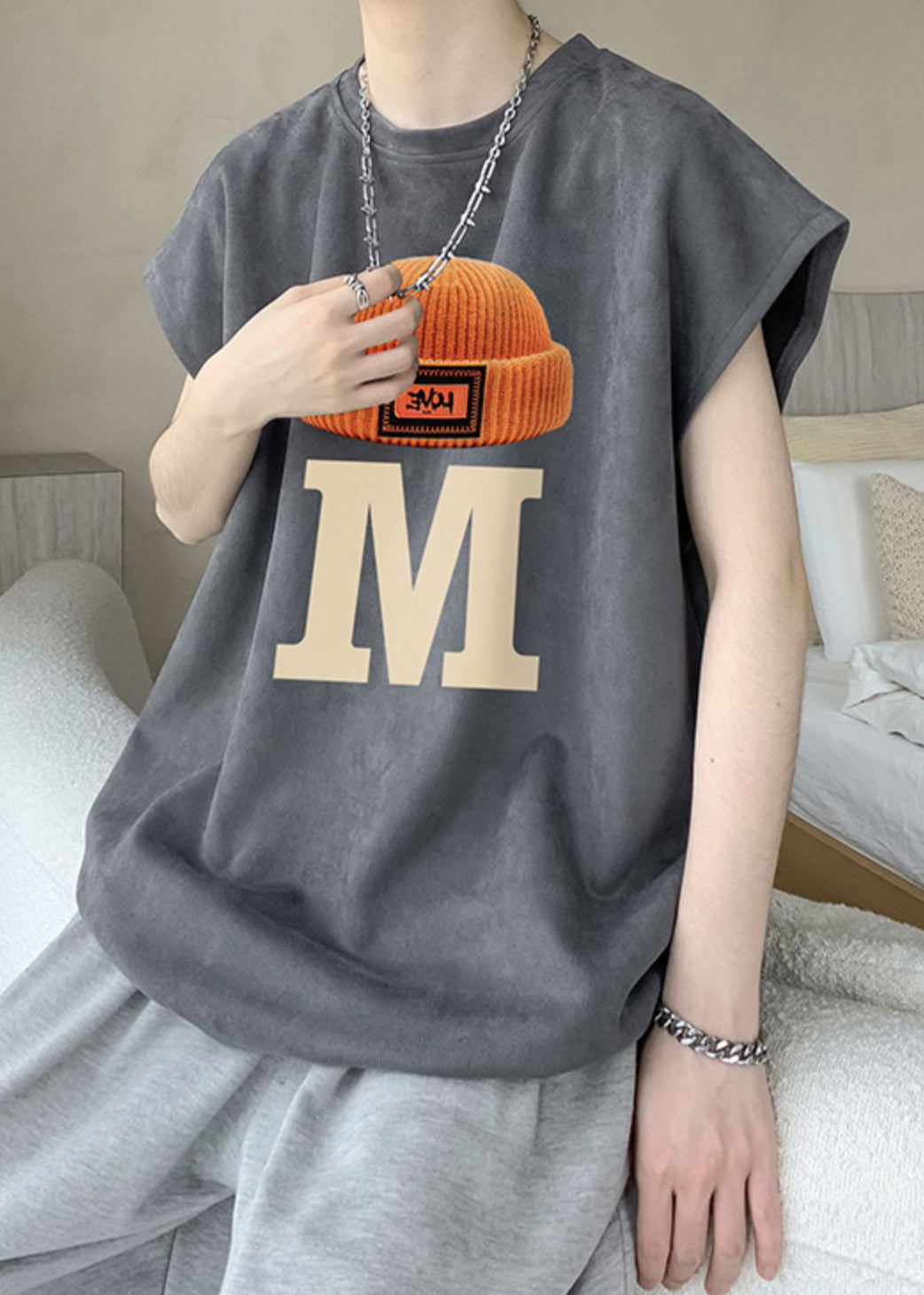 Print O New Cotton T Summer Grey Shirts Mens Neck