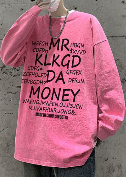 Pink Letter Shirts Spring Neck Men New O T Cotton