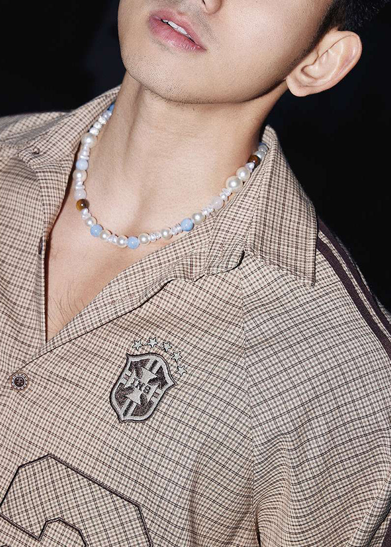 Men Pan Peter Collar New Shirts Plaid Spring Striped Cotton